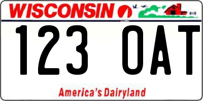 WI license plate 123OAT