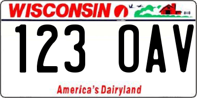 WI license plate 123OAV
