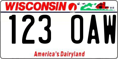 WI license plate 123OAW