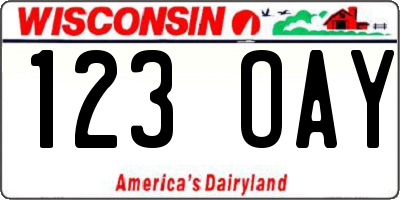 WI license plate 123OAY