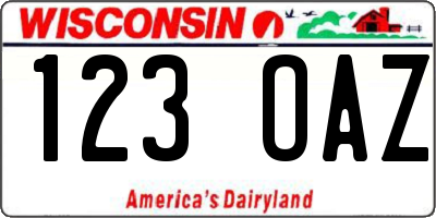 WI license plate 123OAZ