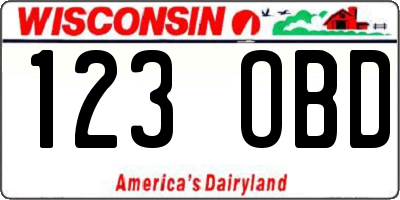 WI license plate 123OBD