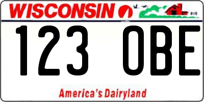 WI license plate 123OBE