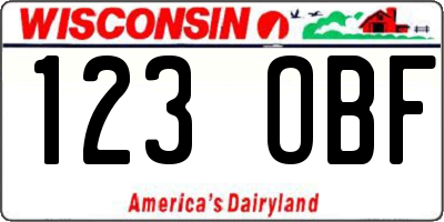 WI license plate 123OBF