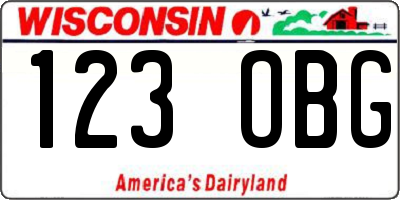 WI license plate 123OBG