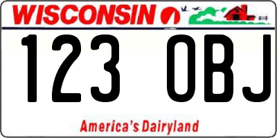 WI license plate 123OBJ