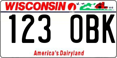 WI license plate 123OBK