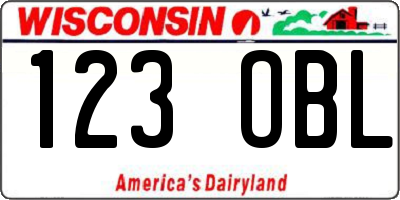 WI license plate 123OBL