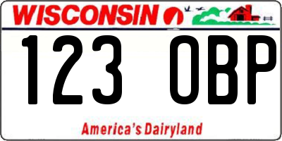 WI license plate 123OBP