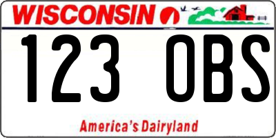 WI license plate 123OBS