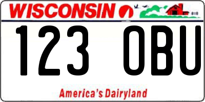 WI license plate 123OBU