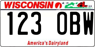 WI license plate 123OBW