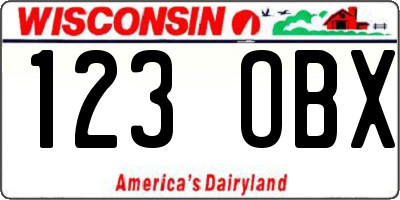 WI license plate 123OBX
