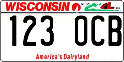 WI license plate 123OCB