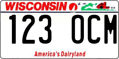 WI license plate 123OCM