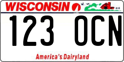 WI license plate 123OCN