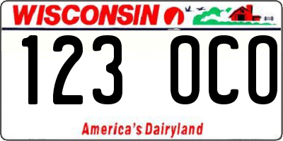 WI license plate 123OCO