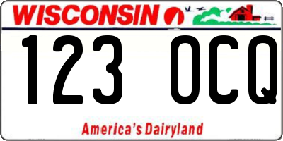 WI license plate 123OCQ
