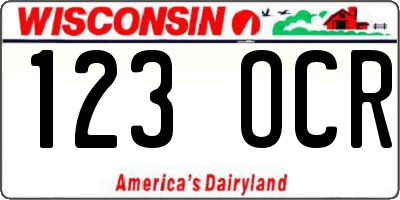 WI license plate 123OCR