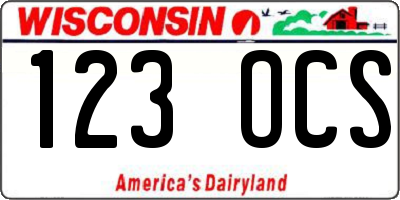 WI license plate 123OCS