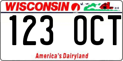 WI license plate 123OCT