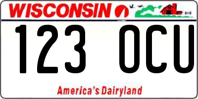 WI license plate 123OCU