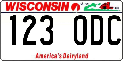 WI license plate 123ODC