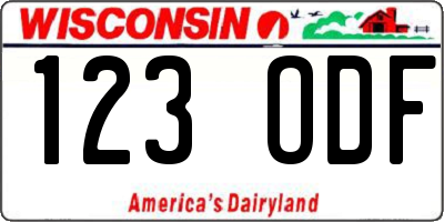 WI license plate 123ODF