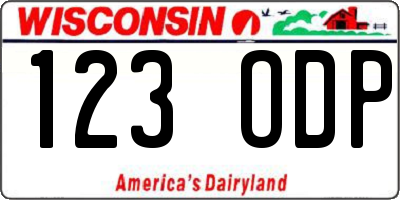 WI license plate 123ODP