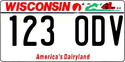 WI license plate 123ODV