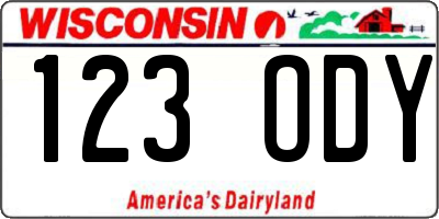 WI license plate 123ODY