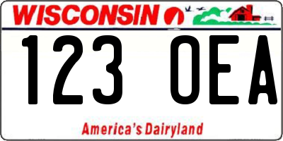 WI license plate 123OEA