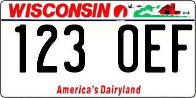 WI license plate 123OEF