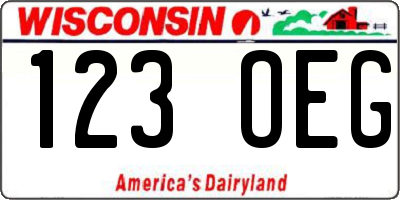 WI license plate 123OEG