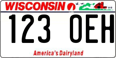 WI license plate 123OEH