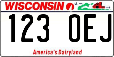 WI license plate 123OEJ