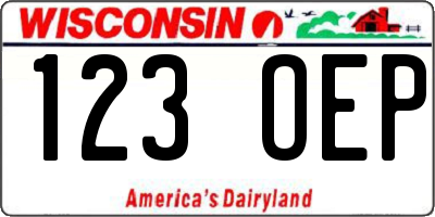 WI license plate 123OEP