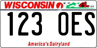 WI license plate 123OES