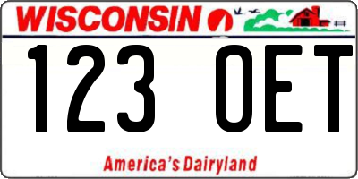 WI license plate 123OET