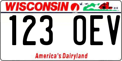WI license plate 123OEV