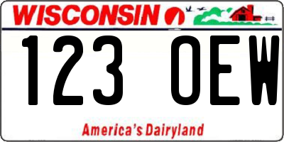 WI license plate 123OEW