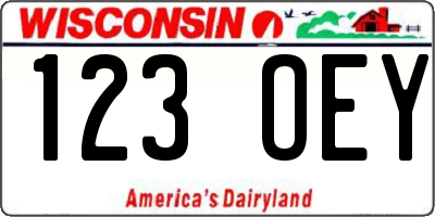 WI license plate 123OEY