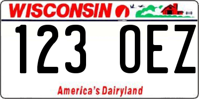 WI license plate 123OEZ