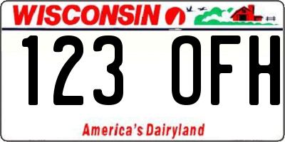 WI license plate 123OFH