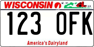 WI license plate 123OFK