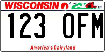 WI license plate 123OFM