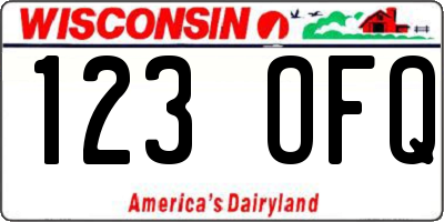 WI license plate 123OFQ