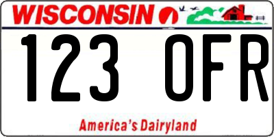 WI license plate 123OFR