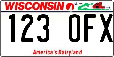 WI license plate 123OFX