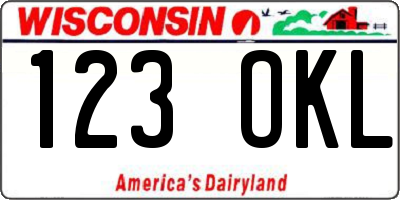 WI license plate 123OKL